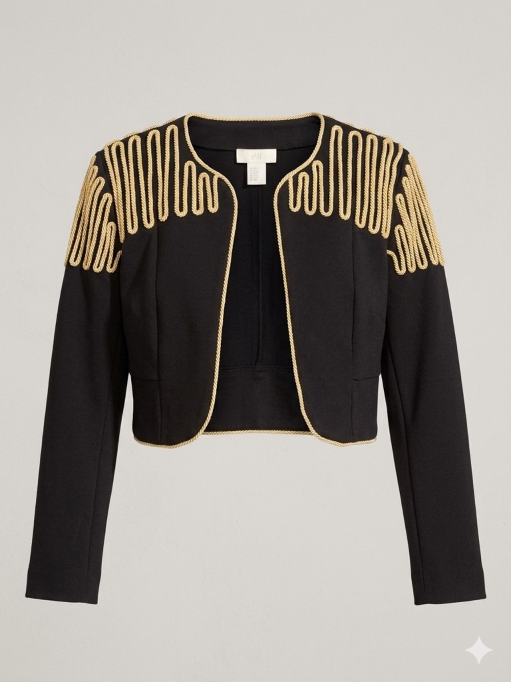 H&M Military Inspired Cropped Bolero Jacket with Gold Soutache